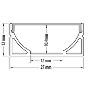 Perfil de aluminio de superficie para tiras de LED, ancho , poca profundidad , 2m