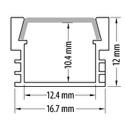 Perfil de aluminio de superficie para tira de LED , profundo, 2m