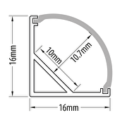Perfil de aluminio para tiras de LED de superficie, angular, 2m