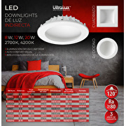 Downlight de LED de luz indirecta,cuadrado,8W, 2700K(luz cálida), Flickerless,220-240V AC
