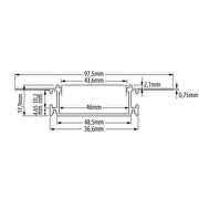 Perfil de aluminio para placas de yeso laminado (pladur) 3m,ancho , 46mm