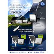 LED proyector con panel solar PIR detector de movimiento, 90°, 5W, 5500K, IP65