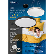 Kit para montaje suspendido con 3 cables 100 см., color negro, cable de alimentación transparente