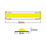 Tira de LED 11W/m, 1800K, 24V DC, 480LEDs/m, COB, 5m, ámbar