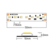 Tira de LED 12W/m, Dim-to-warm, 1800K-3000K, 24V DC, 280LEDs/m, SMD2216, 5m