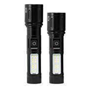 LED linterna con zoom y luz lateral 8W/8W, 6500K/3500K, 5V DC, IP44