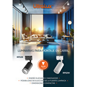 Foco de carril, monofásico, GU10, 220-240V AC, IP20, RING, BLANCO