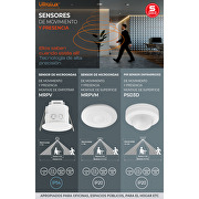 Sensor PIR de movimiento y presencia(2 ZONAS), montaje de superficie 360, 10m, IP20,1000W