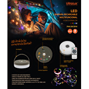 USB lámpara RGBW recargable con guirnalda 10m, IP54, 5W, Li-Ion 3.7 V DC,