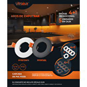 Aros de empotrar promo pack 4+1, redondo, fijo , color blanco , PVC, IP20
