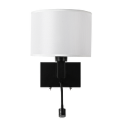 Aplique de pared con pantalla de tela y LED lámpara flexible direccional , Е27, max 10W LED/1W, 3000K, IP20, negro