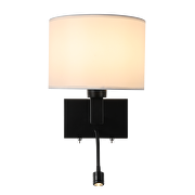 Aplique de pared con pantalla de tela y LED lámpara flexible direccional , Е27, max 10W LED/1W, 3000K, IP20, negro