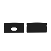 Perfil de aluminio para tiras de LED de superficie , negro, con difusor negro, poca profundidad, 2m