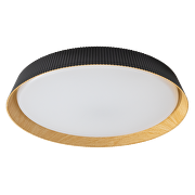 Plafón de LED dimable 3000K-6000К (ССТ), con mando a distancia , negro/madera, redondo, max.72W, IP20