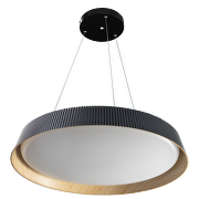 Plafón de LED dimable 3000K-6000К (ССТ), con mando a distancia , negro/madera, redondo, max.72W, IP20