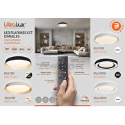 Plafón de LED dimable 3000K-6000К (ССТ), con mando a distancia , beige/madera, redondo, max.72W, IP20