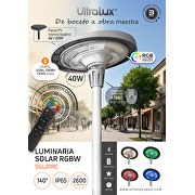 LED luminaria solar con mando a distancia y Bluetooth gestión, 20W max.,RGBW, ∅78, 140°, IP65