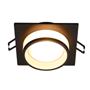 Aro decorativo de bajo deslumbramiento, cuadrado, fijo , color negro, IP20, GU10