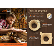 Aro de empotrar decorativo de madera,redondo, GU10, fijo, IP20