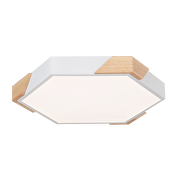 Plafón de LED dimable; Slim; ССТ3000K-6000К; max.72W;con mando a distancia, blanco/madera;hexágono; IP20