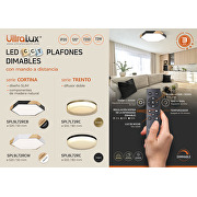 Plafón de LED dimable; Slim; ССТ3000K-6000К; max.72W;con mando a distancia, negro/madera;hexágono; IP20