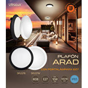 Plafón ARAD, redondo,aro blanco, Е27, 220-240V AC, IK08, IP65