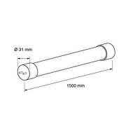 Tubo de LED 1,50m T8 22W, 6000K(luz frìa), G13 220V, zòcalo giratorio